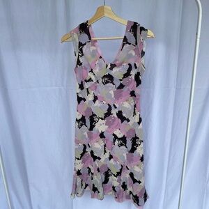 Y2k Multicolored Abstract Silk Midi Dress 🖤💜💚☁️